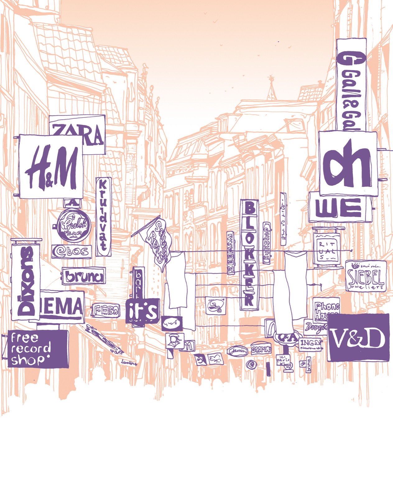 Winkelstraat vanaf 2000. Illustratie: Zenk One