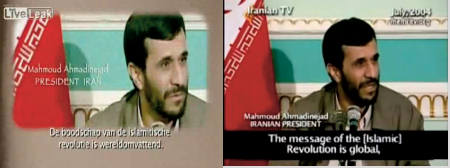 Links Ahmedinejad in 'Fitna', rechts in 'Obsession'  