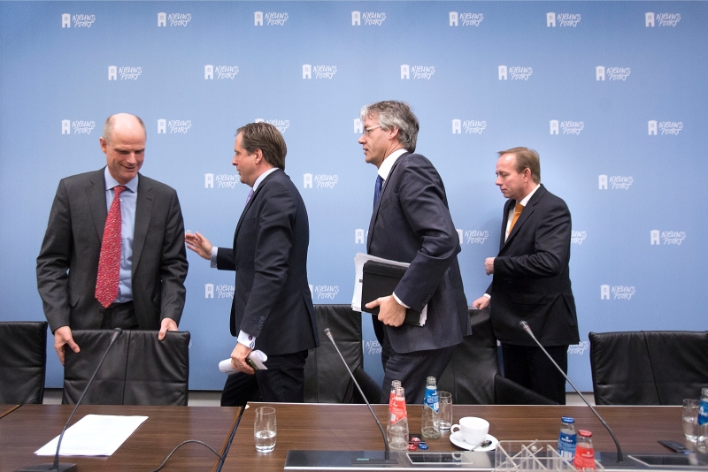 Blok sloot uiteindelijk een akkoord met Pechtold (D66), Slob (CU) en Van der Staaij (SGP). Foto: Werry Crone/HH