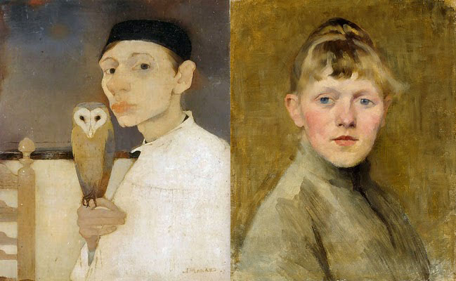 Links een zelfportret van Jan Mankes, rechts van Helene Schjerfbeck.