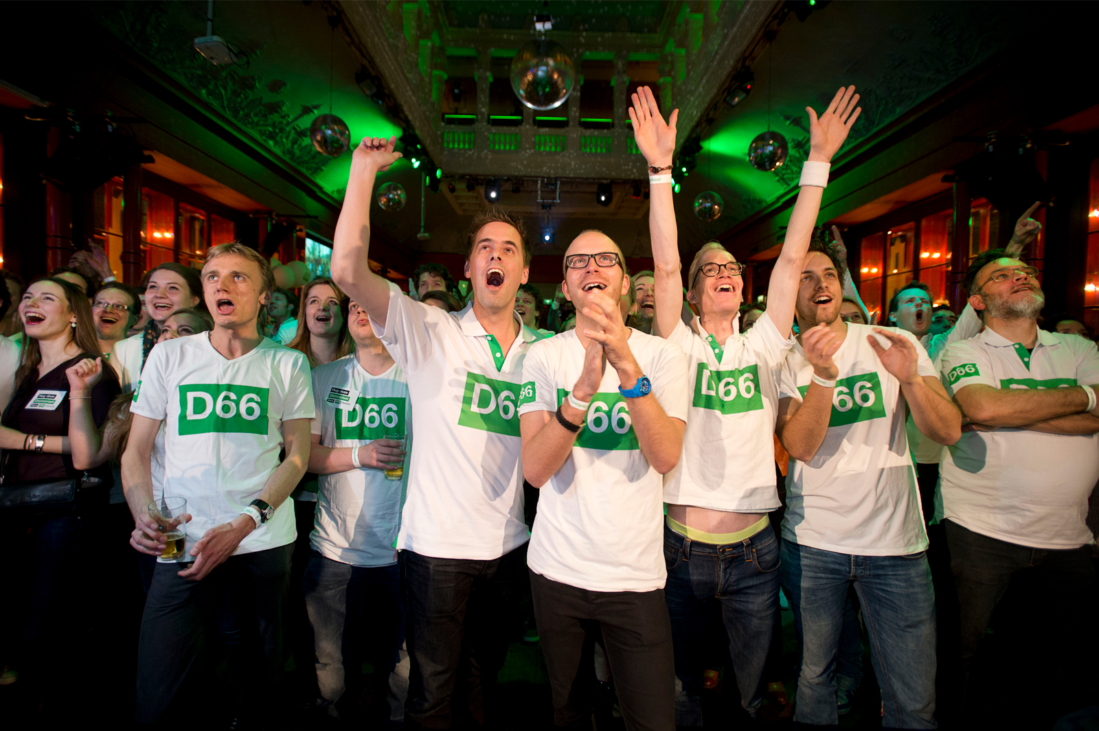 Vreugde op de uitslagenavond van de gemeenteraadsverkiezingen, 19 maart.