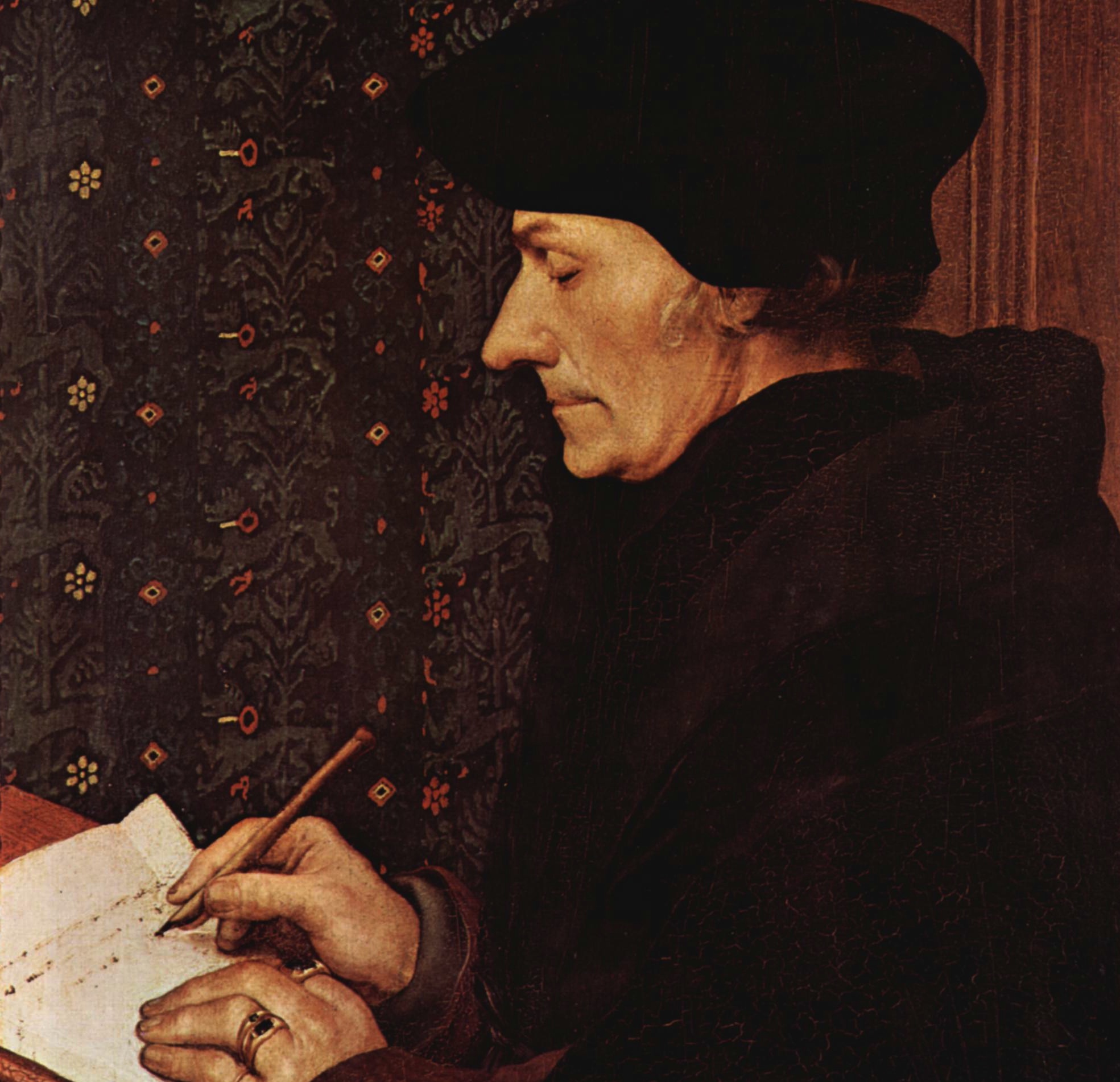 Desiderius Erasmus in 1523 door Hans Holbein de Jongere