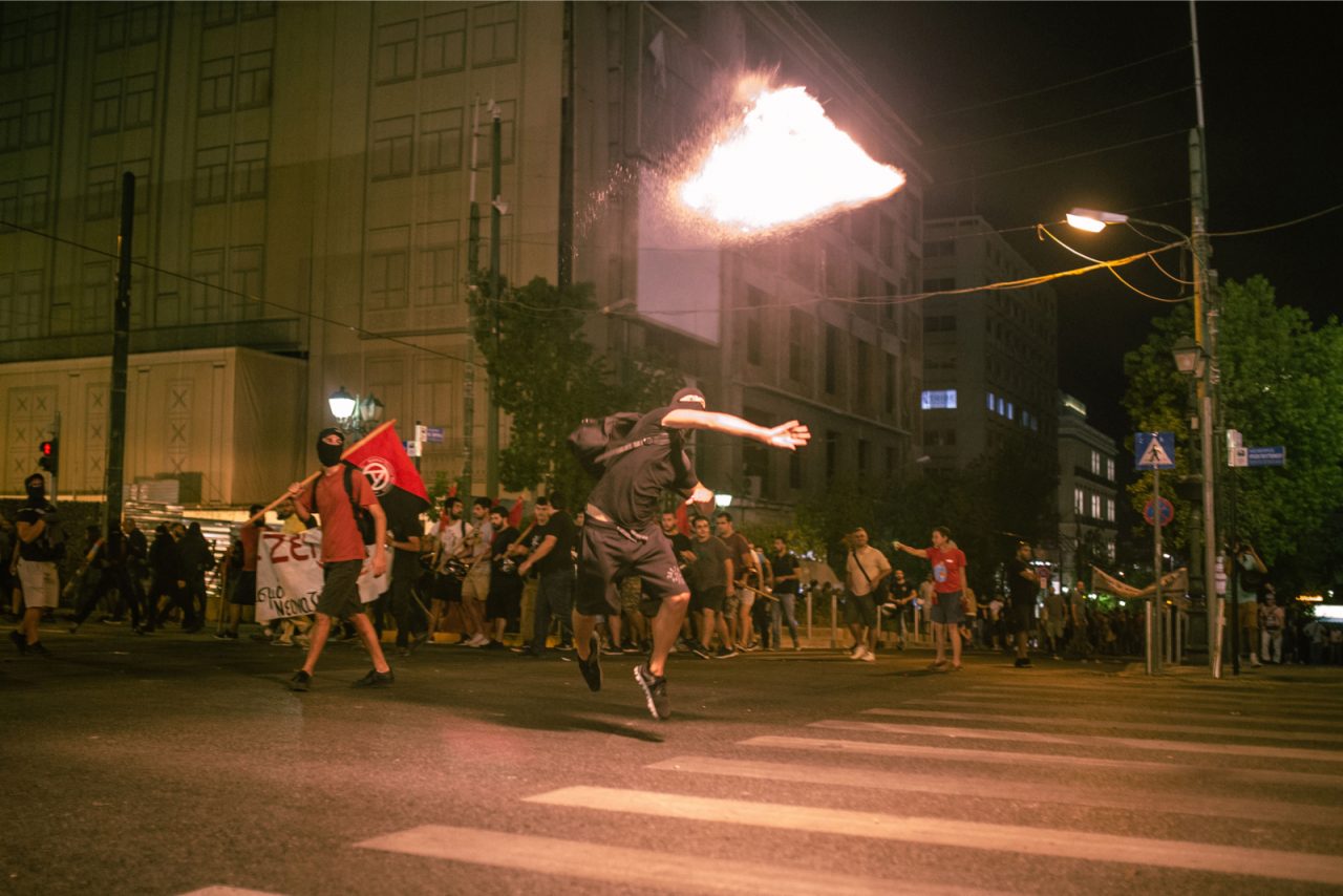 Foto van protesten in Athene